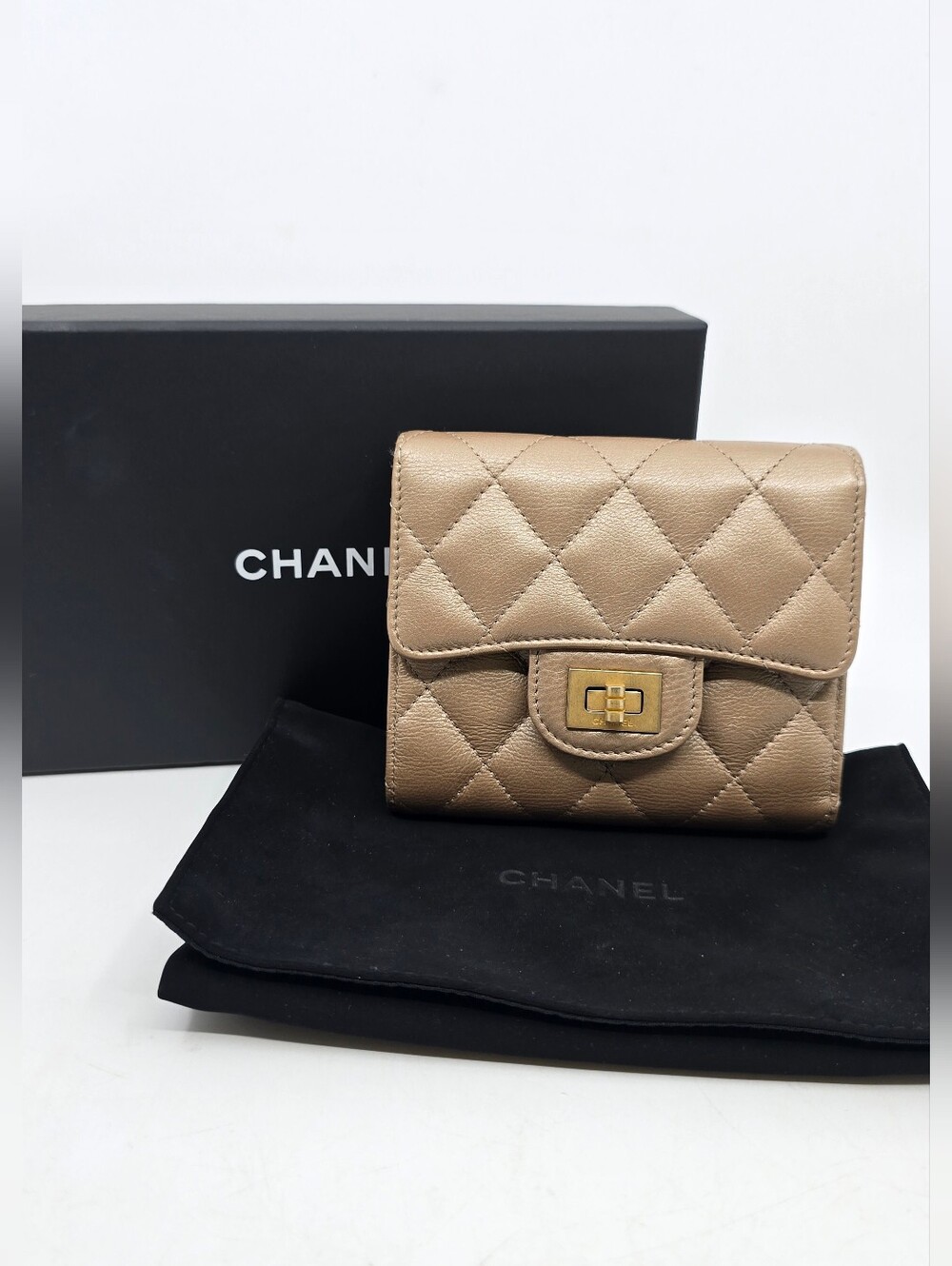 Chanel Metallic Aged Calfskin Quilted Reissue Compact Wallet